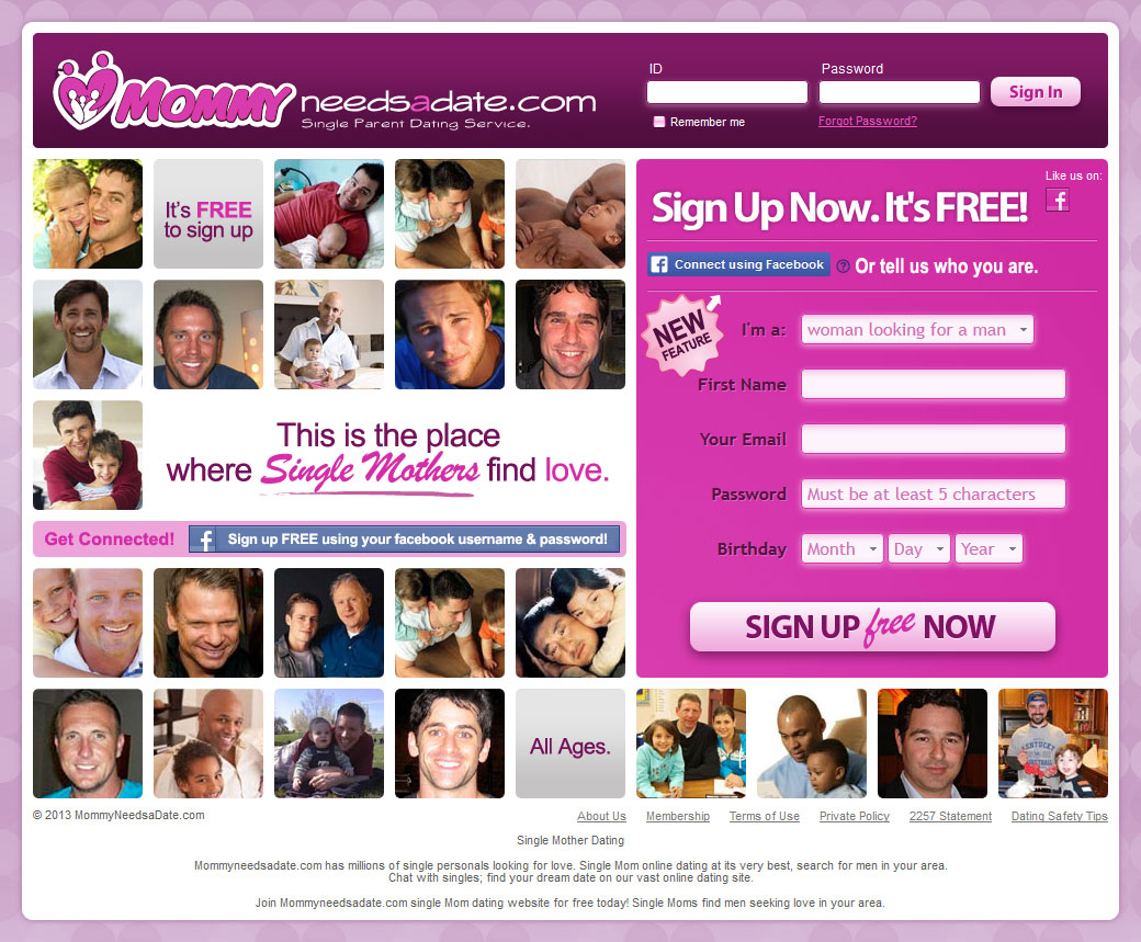 Landing Pages design for Mommy Needs A Date
