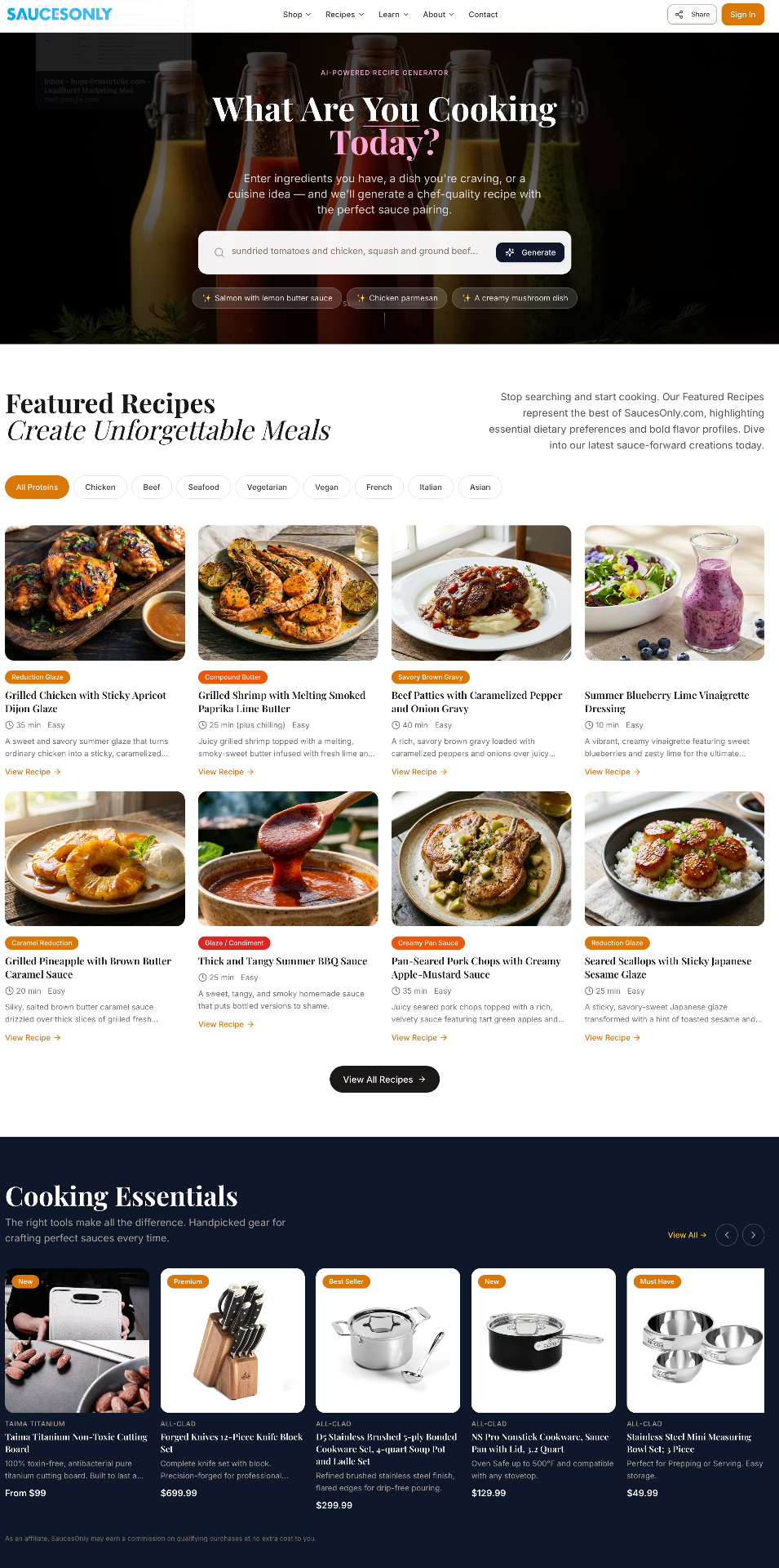Websites design for SaucesOnly