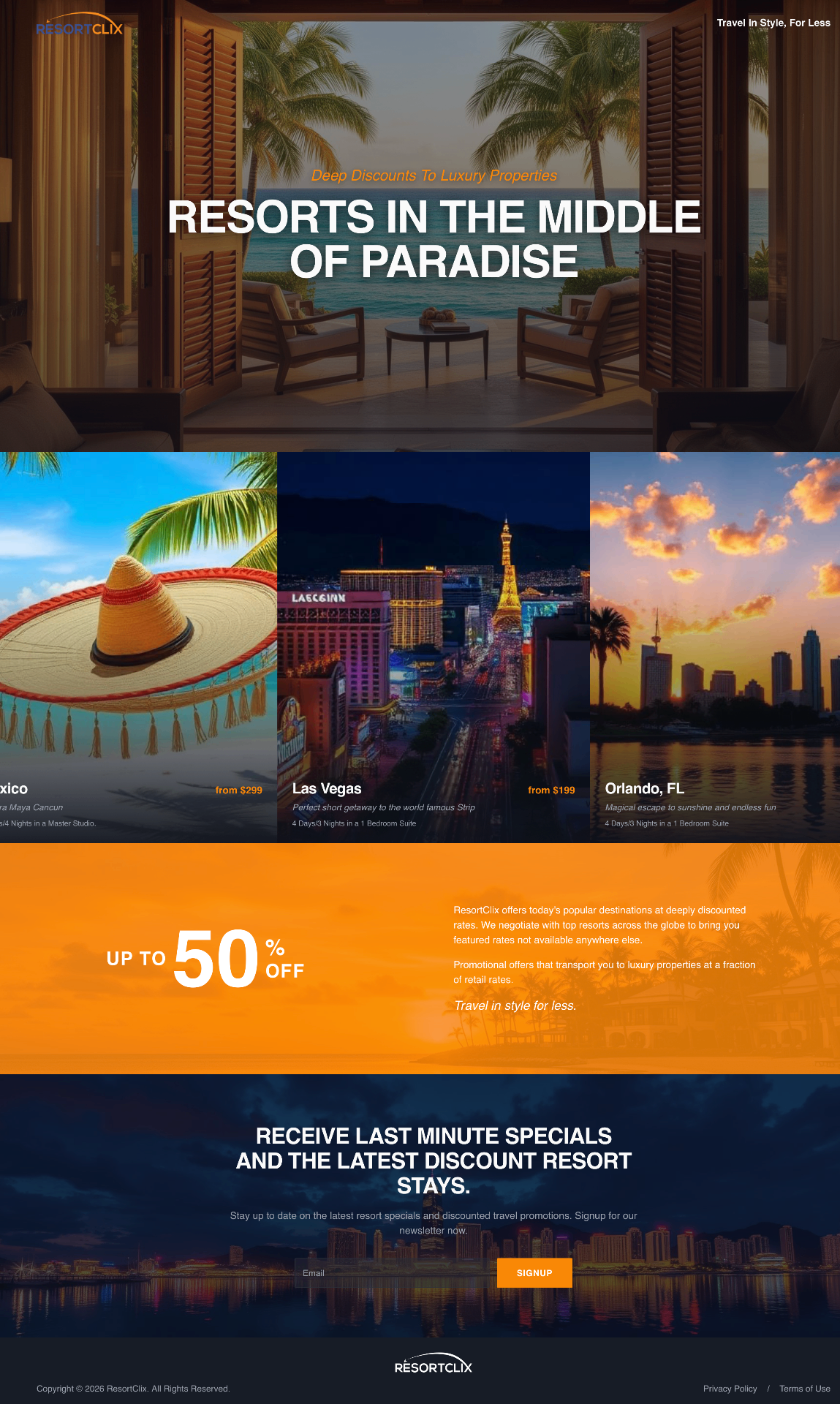 Websites design for ResortClix
