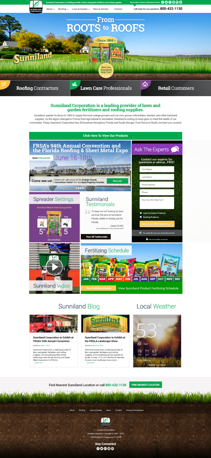 Websites design for Sunniland Corporation