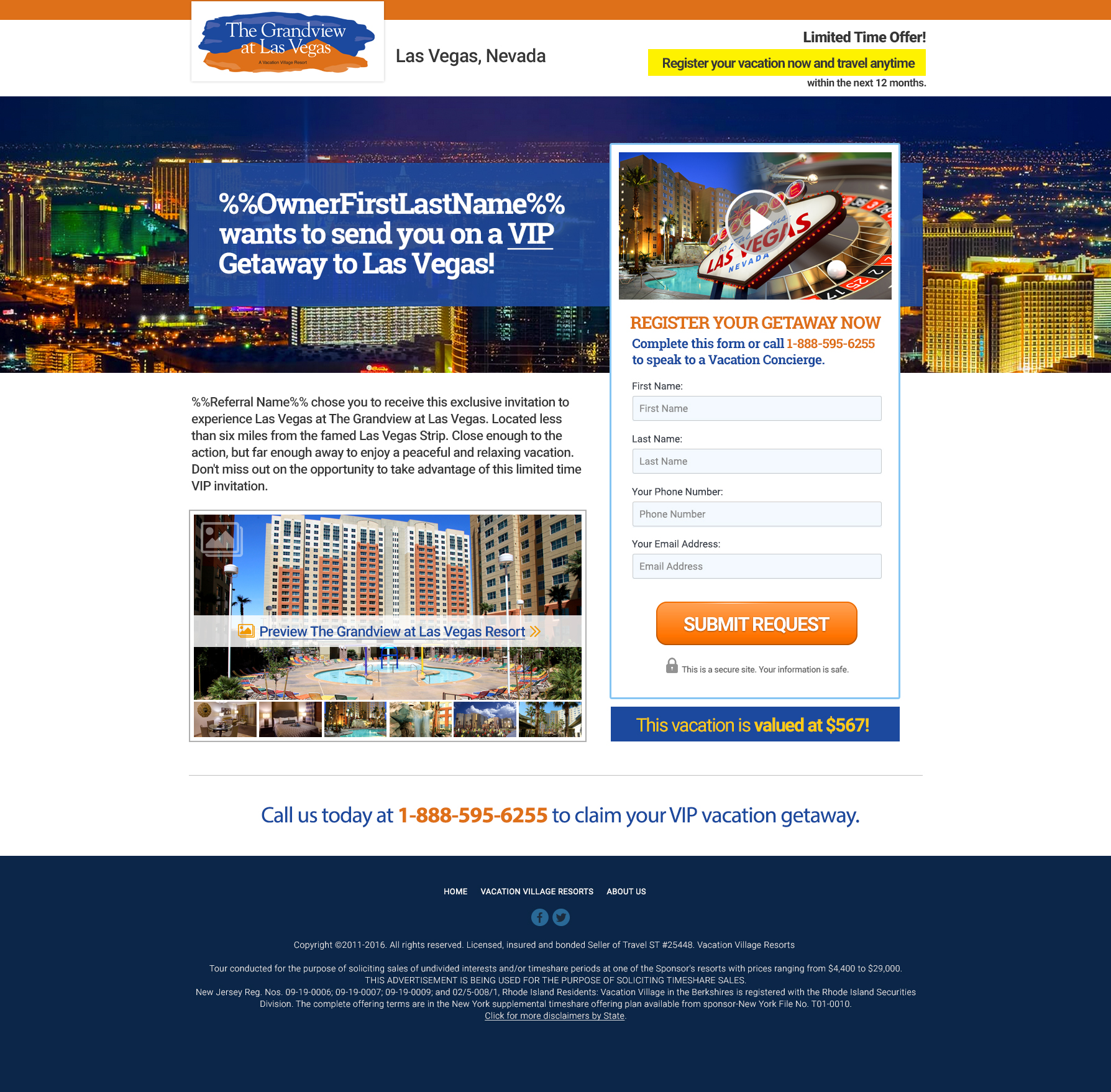 Landing Pages design for The Grandview at Las Vegas