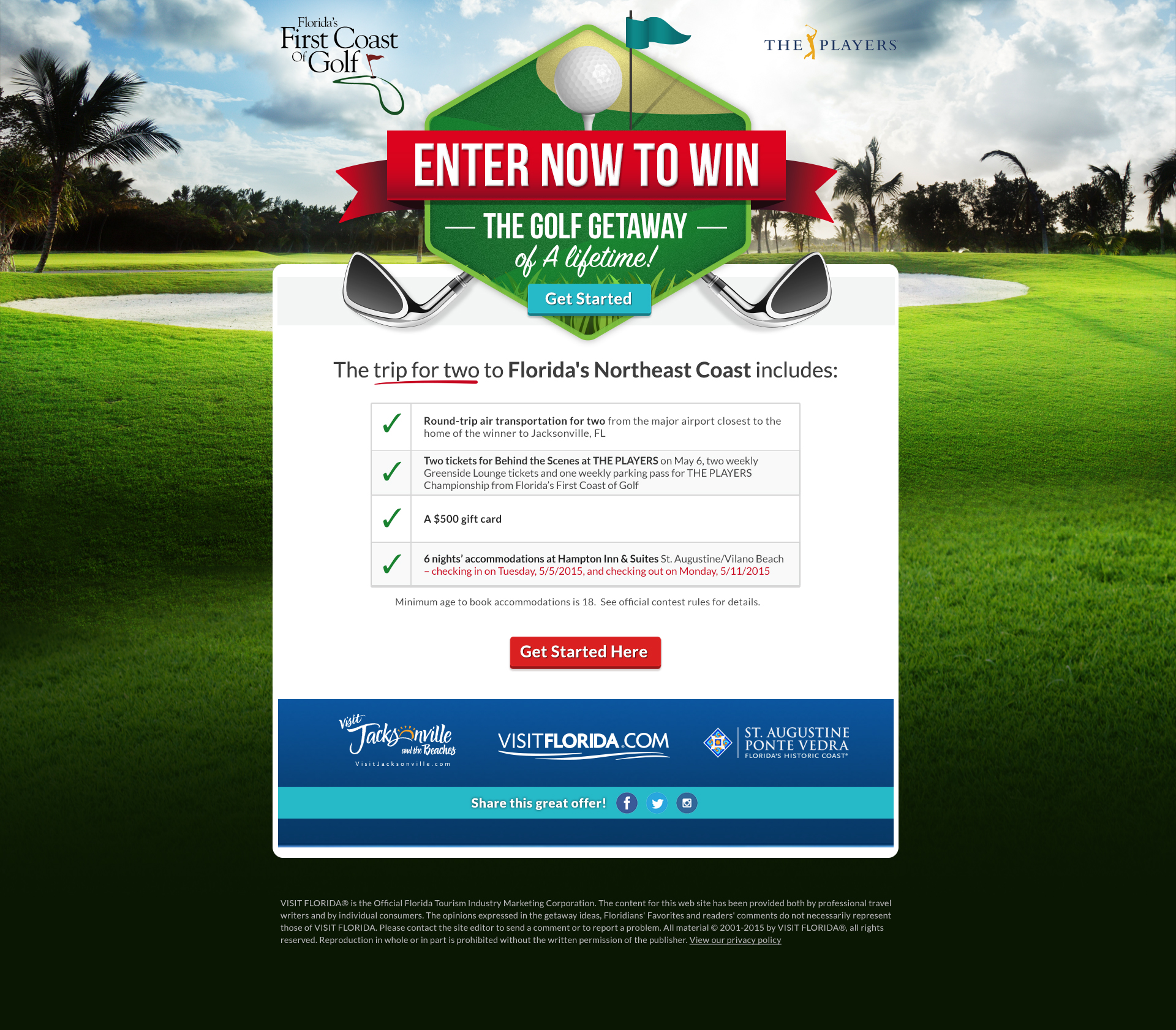 Florida's First Coast of Golf landing page designed by LeadBurst