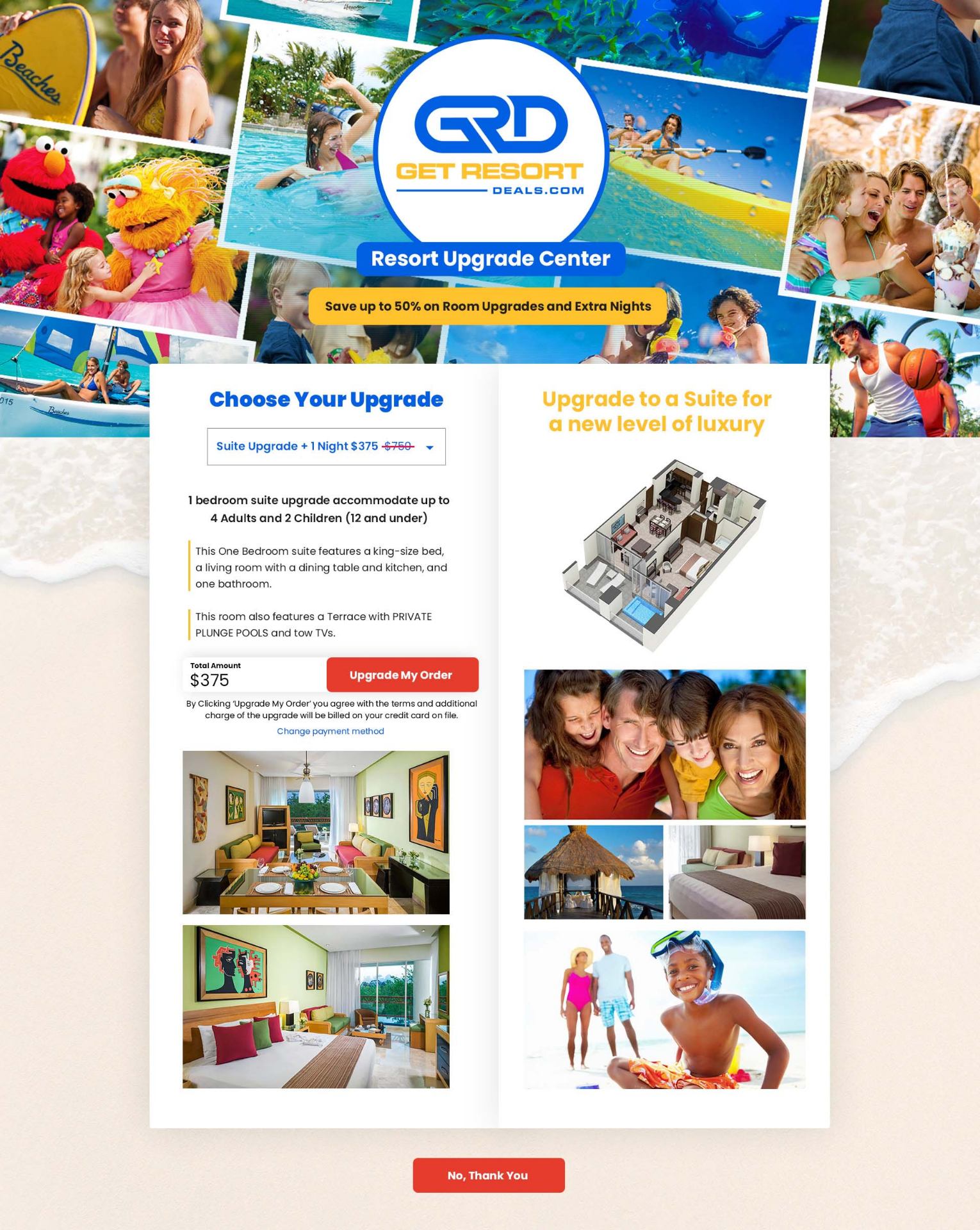 Get Resort Deals landing page designed by LeadBurst