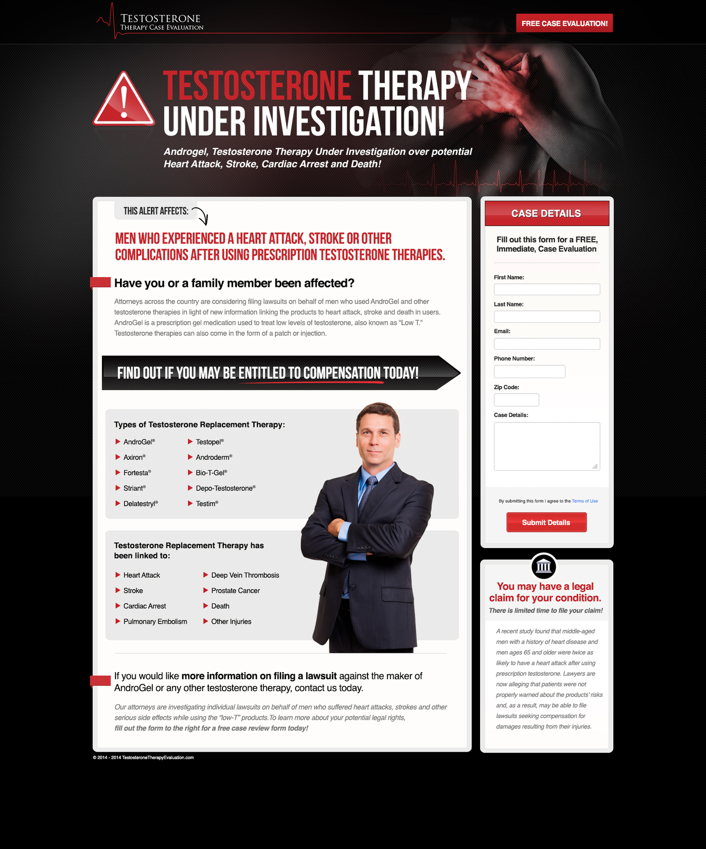 Low T Therapy landing page designed by LeadBurst