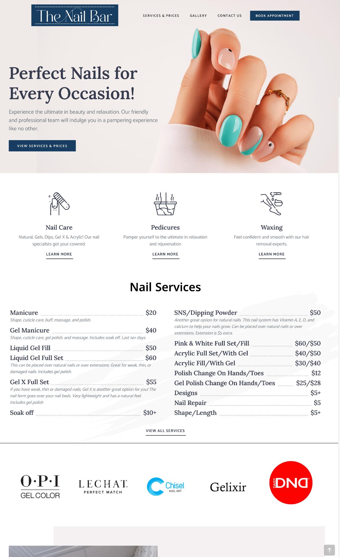 Websites design for The Nail Bar