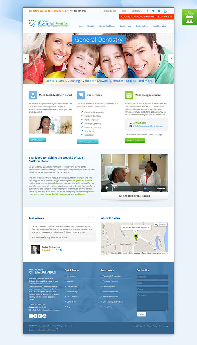Websites design for All About Beautiful Smiles
